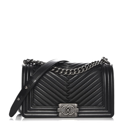 Chanel Lambskin Pleated Medium Boy Flap Black 1 of 9