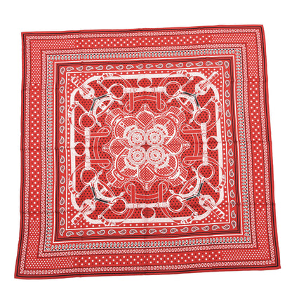Hermes Cashmere Silk Eperon D'Or Shawl 140 Rouge White Black 1 of 4
