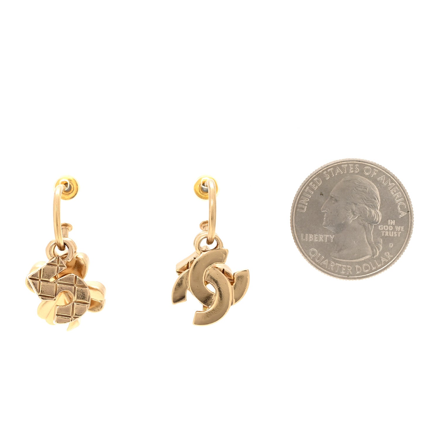 Chanel Metal Drop No 5 Clover CC Earrings Gold 2 of 3