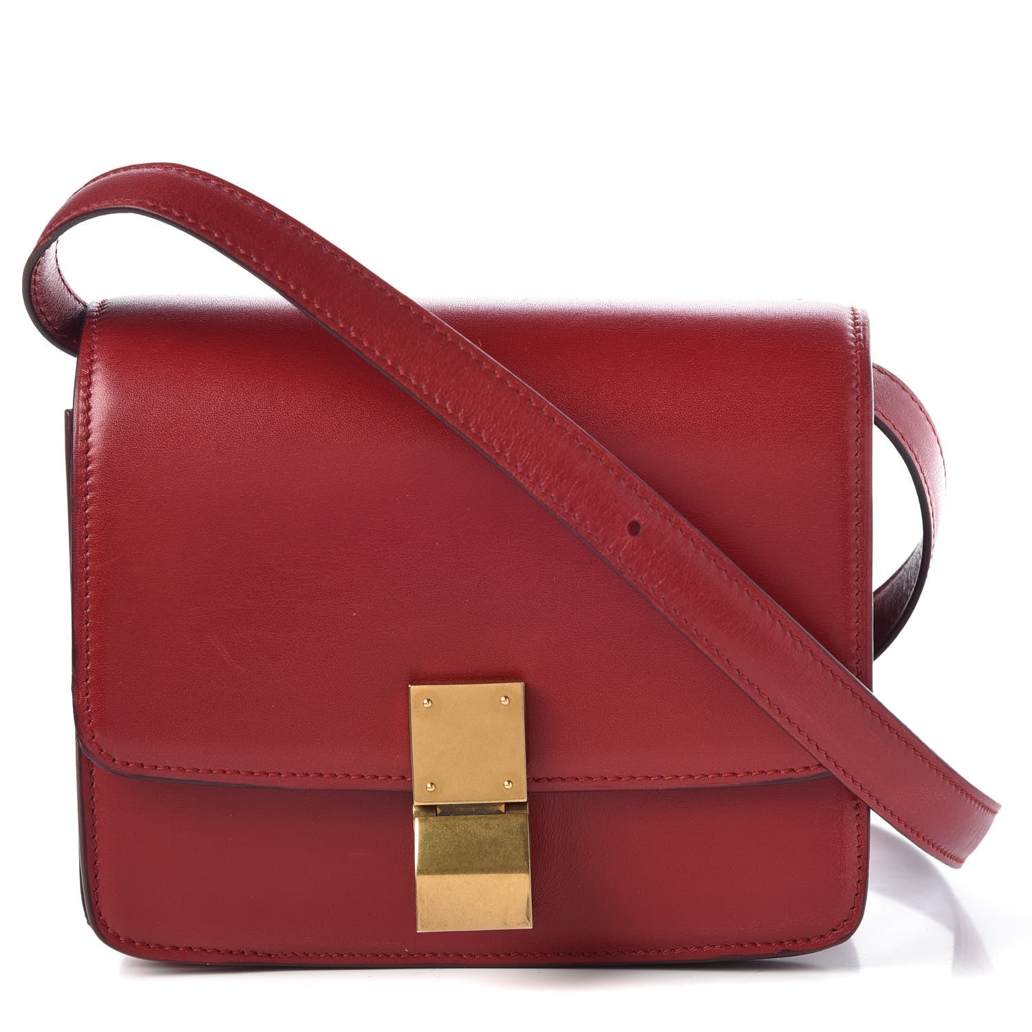 Celine Smooth Calfskin Small Classic Box Flap Bag Red 1 of 26
