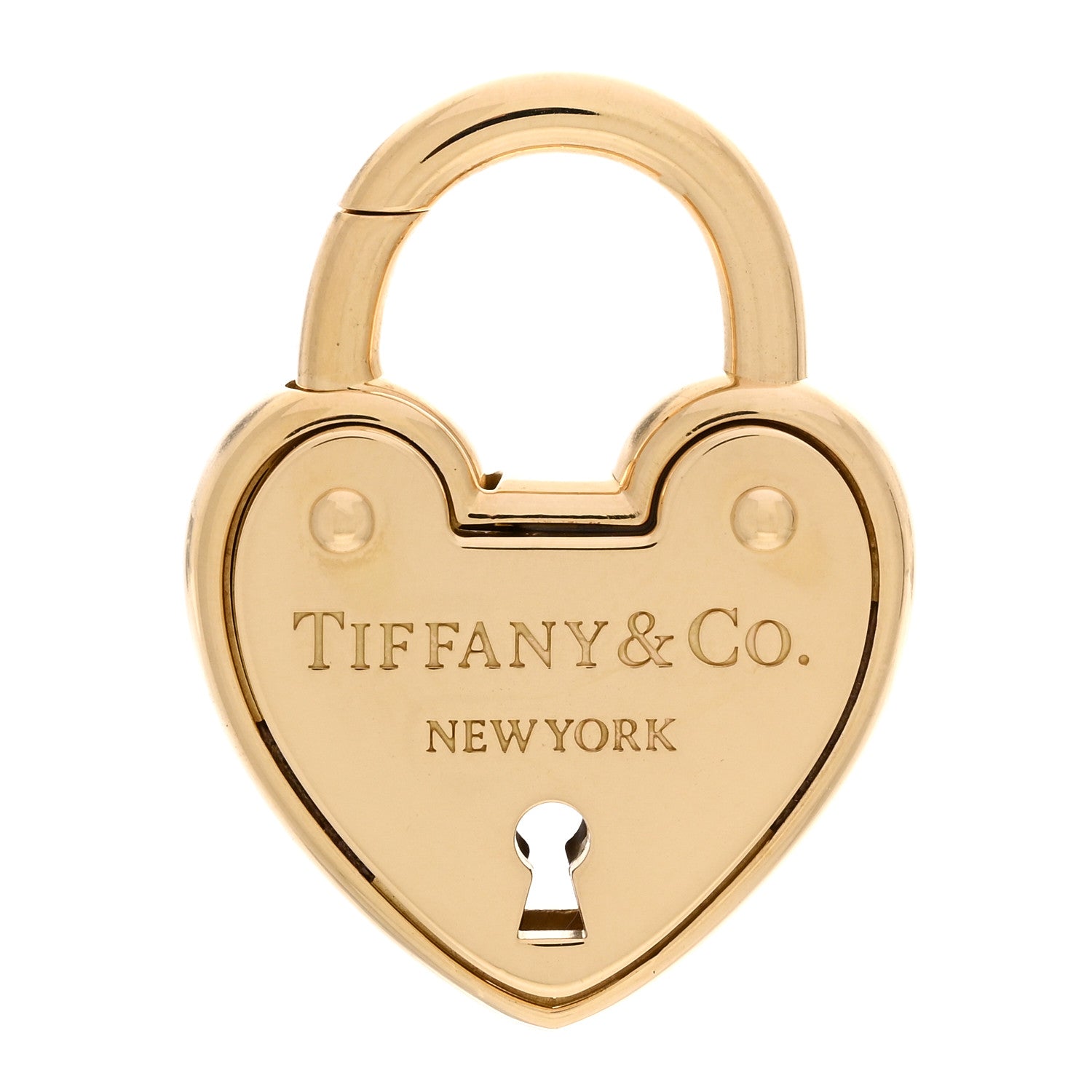 Tiffany 18K Yellow Gold Lock Heart Charm Pendant 1 of 4