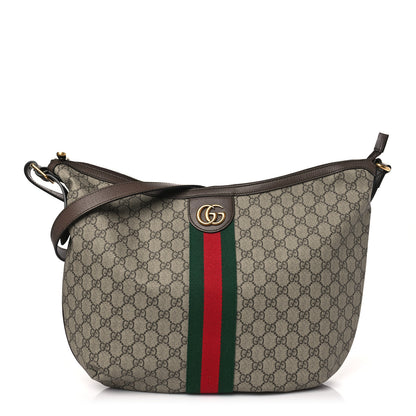 Gucci GG Supreme Monogram Web Ophidia Half Moon Hobo Brown 1 of 9