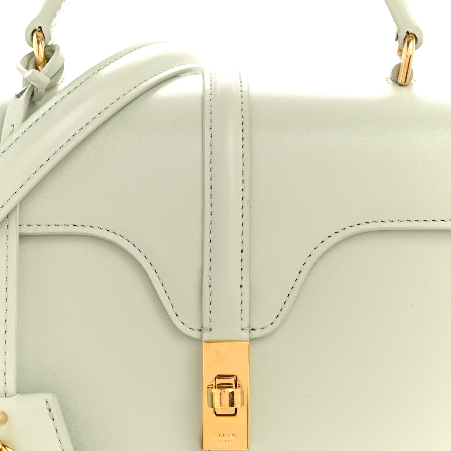 Celine Satinated Calfskin Mini 16 Top Handle Bag Jade 9 of 15