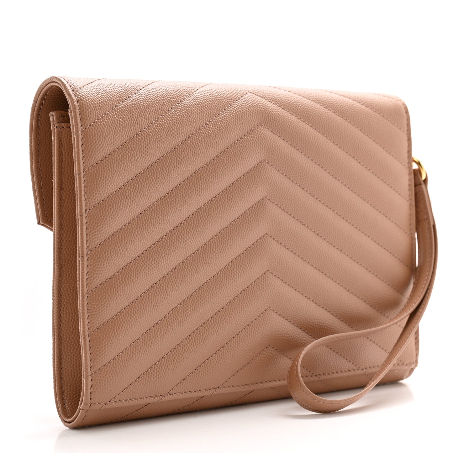Grain De Poudre Matelasse Chevron Monogram Envelope Clutch Vintage Peach