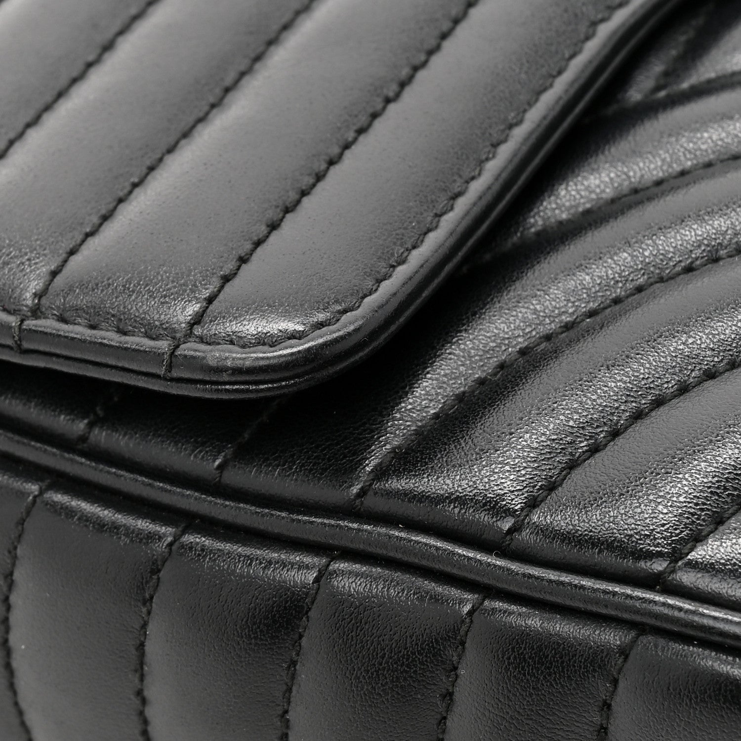 Prada Soft Calfskin Impunture Diagramme Medium Chain Flap Shoulder Bag Black 19 of 25