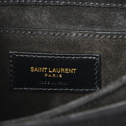 Saint Laurent Suede Medium Monogram Fetish Satchel Black 6 of 7