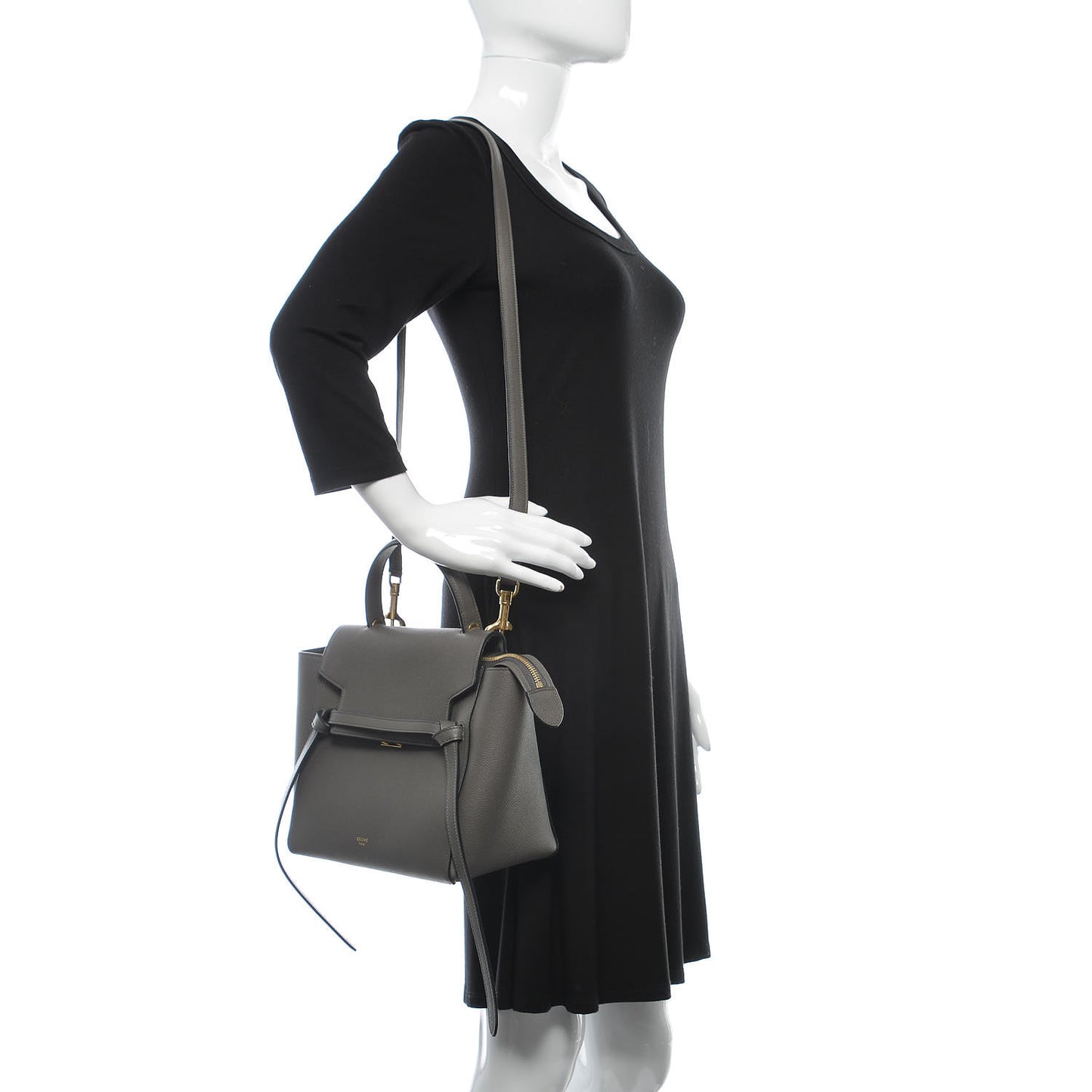 Baby Grained Calfskin Micro Belt Bag Grey