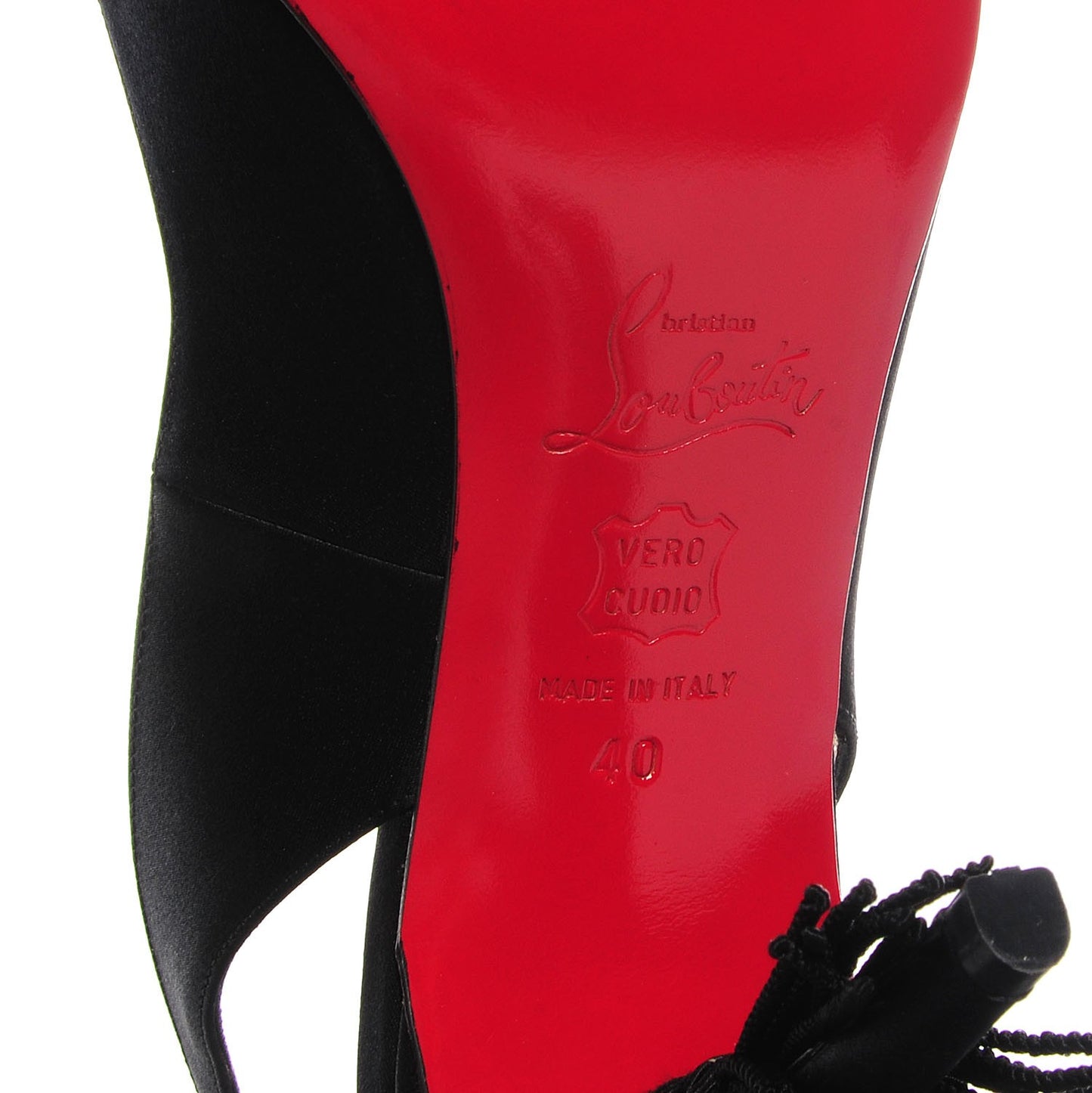 Satin Tassel Slingback Pumps 40 Black