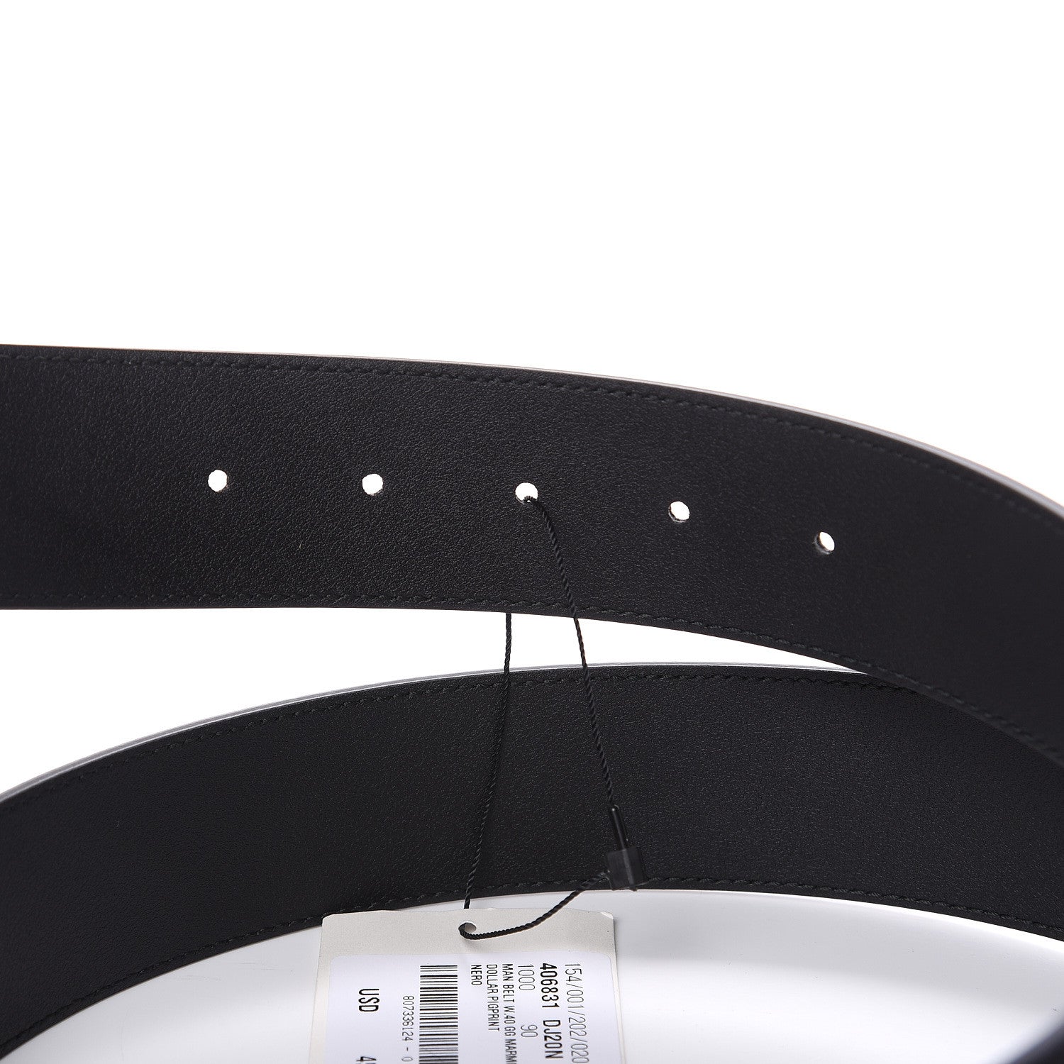 Gucci Textured Dollar Calfskin Nickel Double G 40mm Belt 90 36 Black 4 of 6