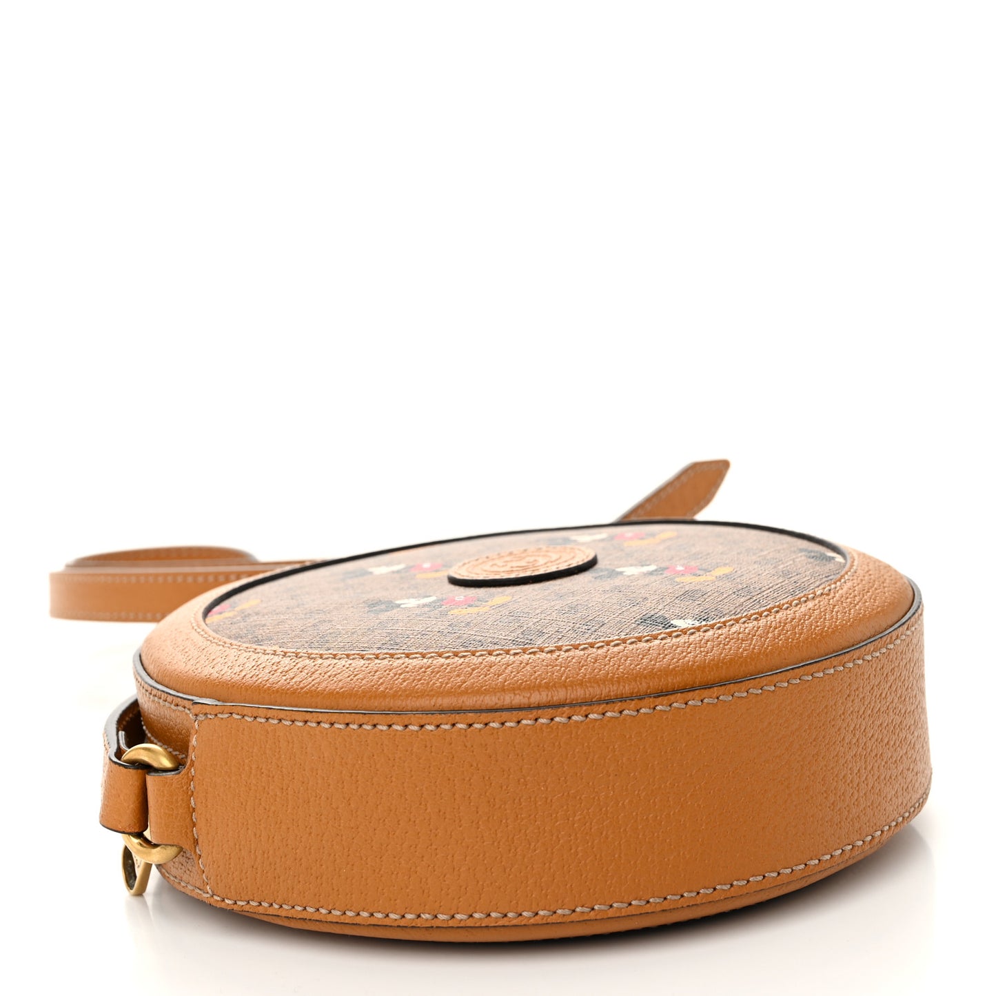 X DISNEY Mini Vintage GG Supreme Monogram Mickey Mouse Round Shoulder Bag Beige Vintage Sun Oil