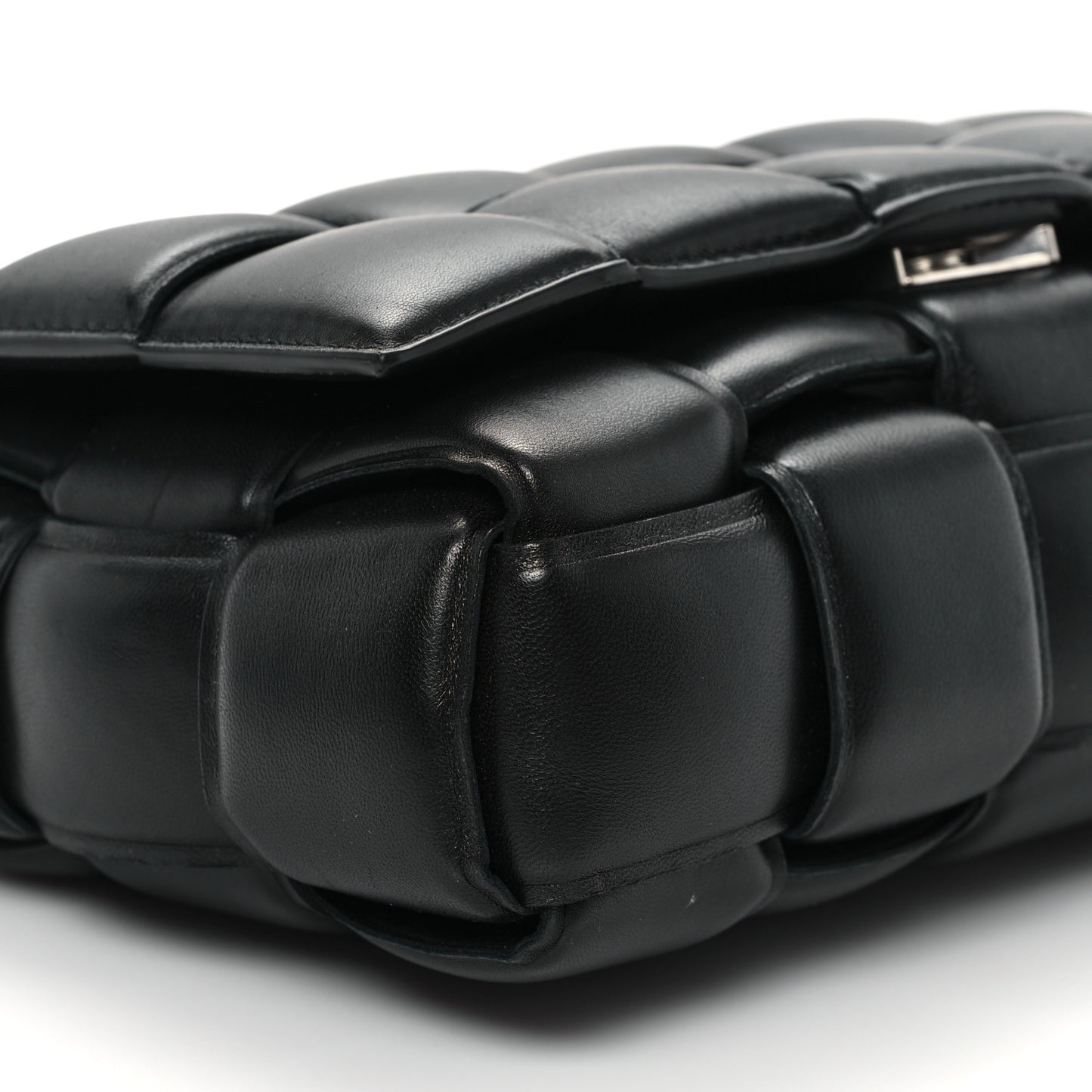 Lambskin Maxi Intreccio Padded Chain Cassette Crossbody Bag Black