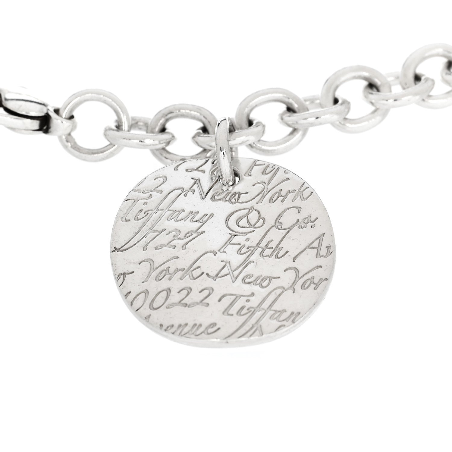 Tiffany Sterling Silver Notes Round Tag Charm Bracelet 3 of 4