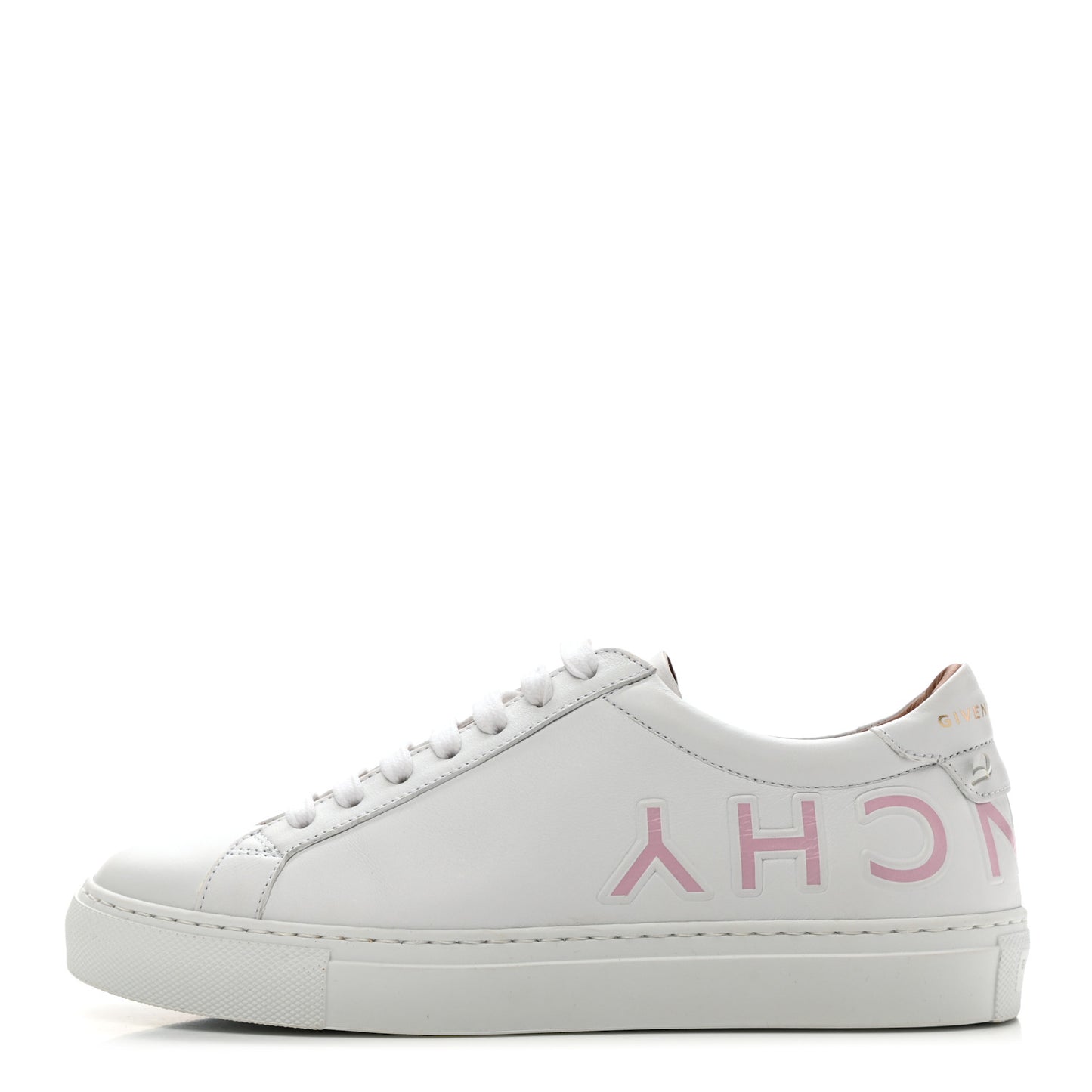 Calfskin Reverse Logo Urban Street Sneakers 36.5 White Pink