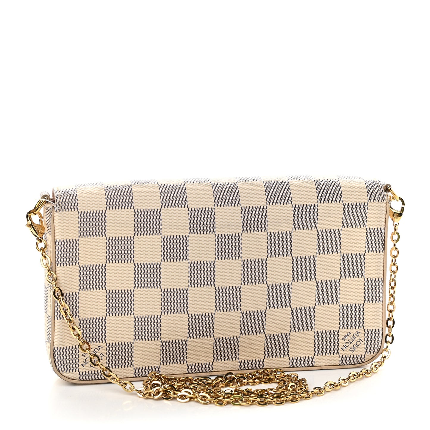 Damier Azur Pochette Felicie Chain Wallet Rose Ballerine
