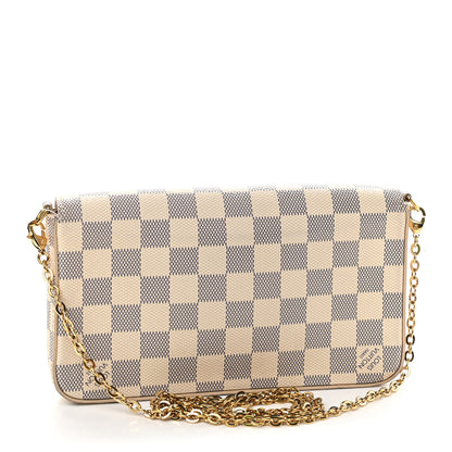 Louis Vuitton Damier Azur Pochette Felicie Chain Wallet Rose Ballerine 4 of 10