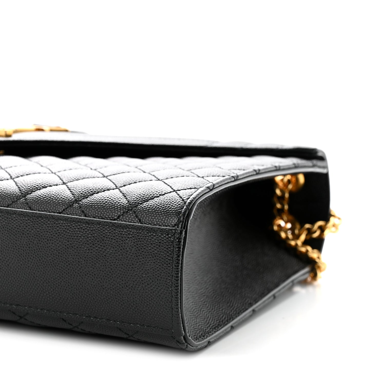 Grain De Poudre Textured Mixed Matelasse Large Triquilt Monogram Satchel Black