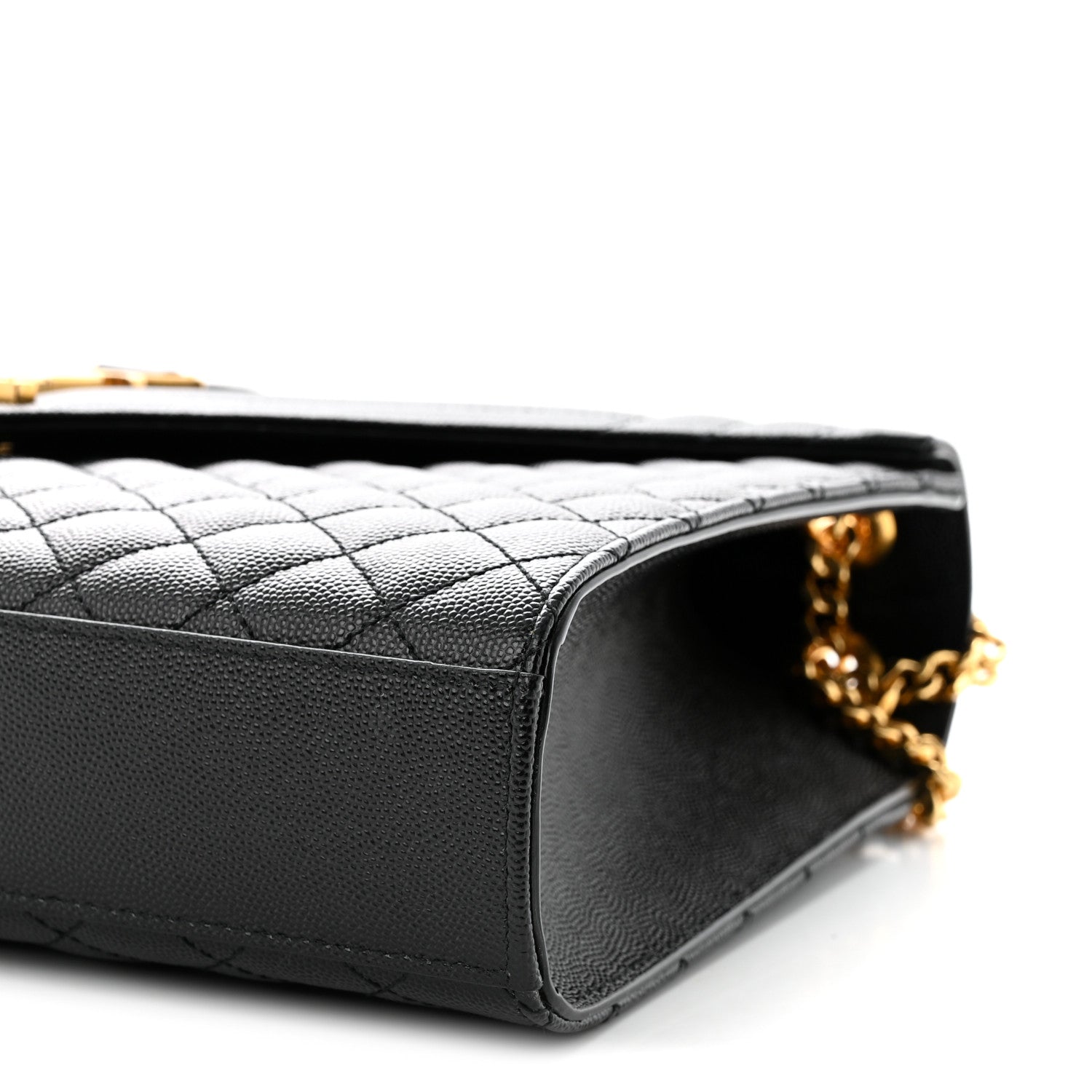 Saint Laurent Grain De Poudre Textured Mixed Matelasse Large Triquilt Monogram Satchel Black 10 of 10