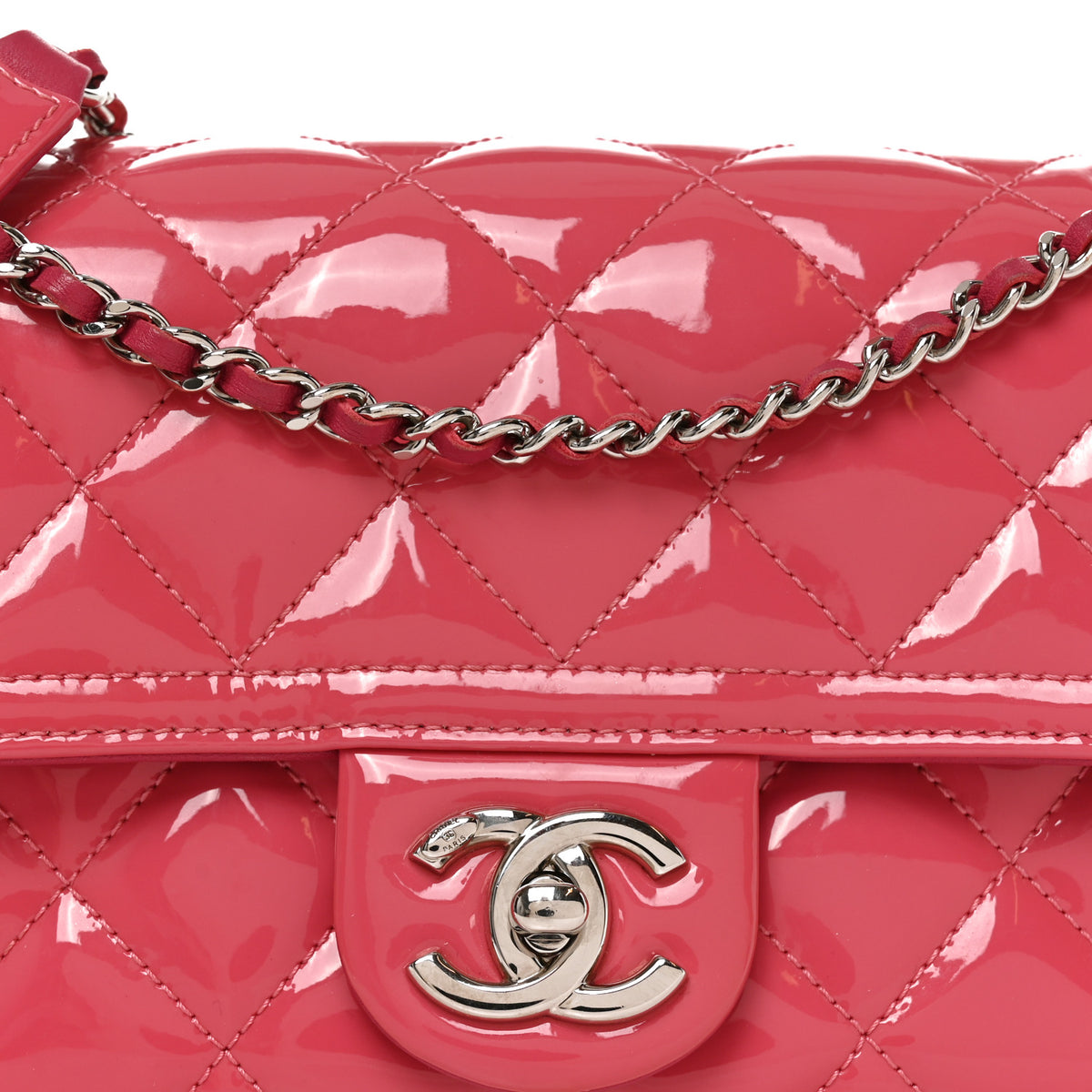 Chanel Patent Quilted Small Coco Shine Flap Pink 8 of 10