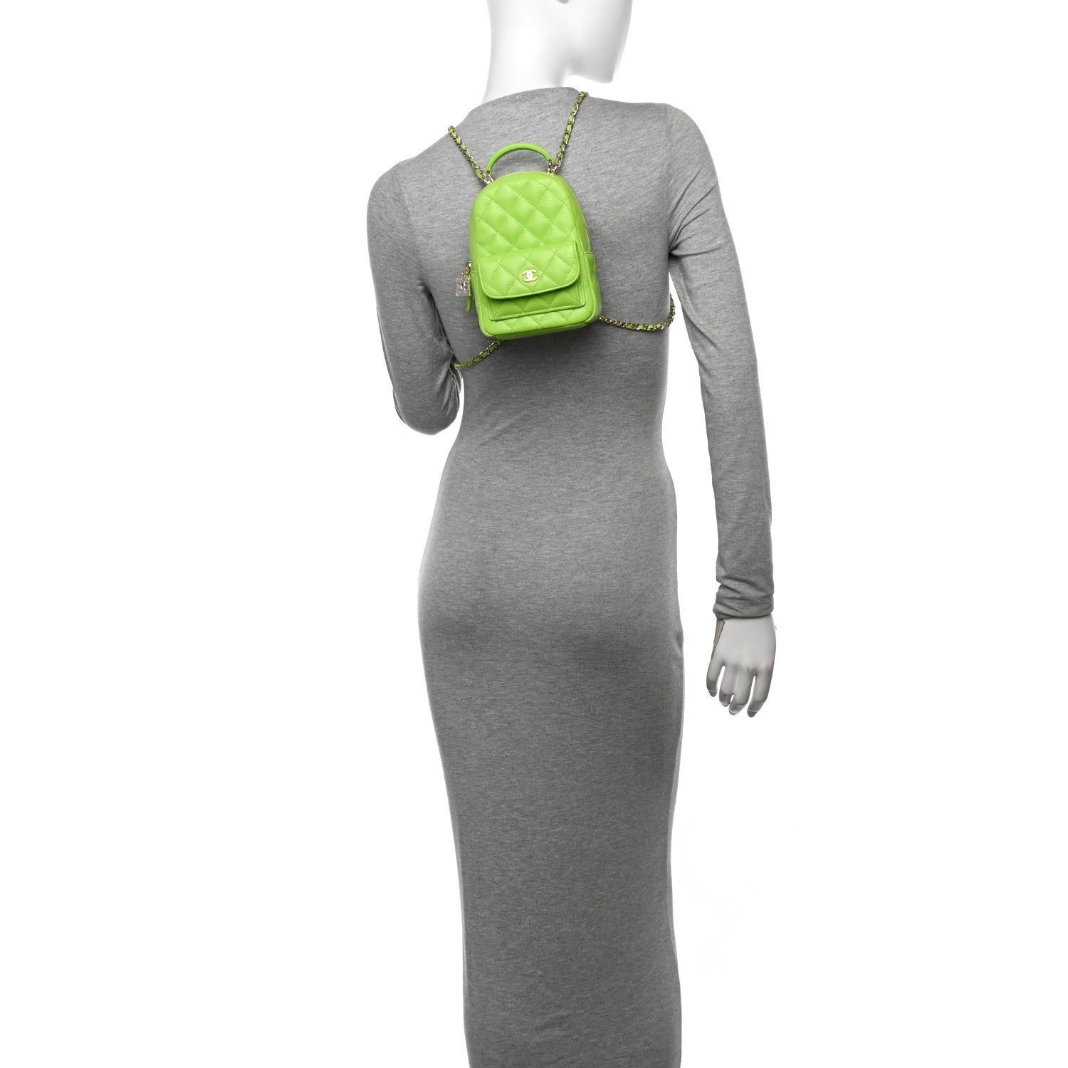 Chanel Caviar Quilted CC Mini Classic Backpack Neon Green 2 of 10