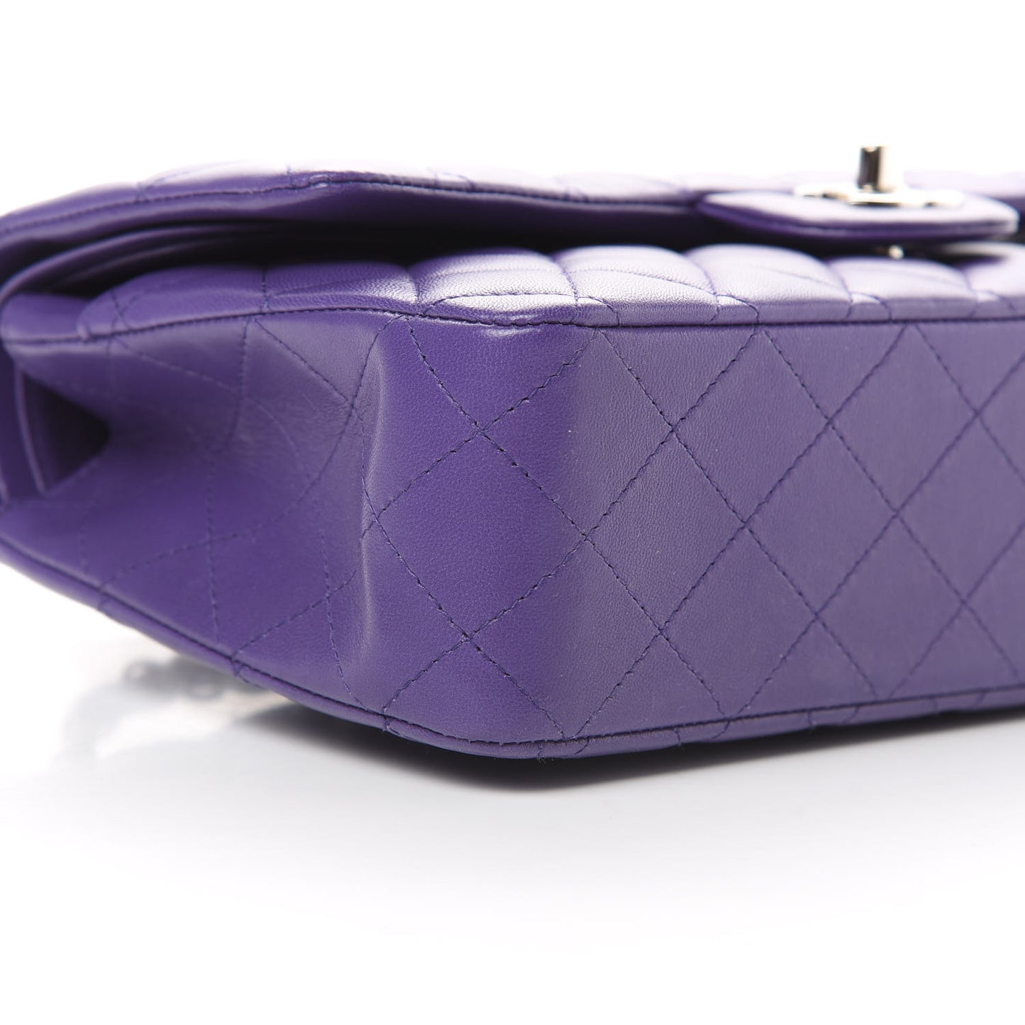Lambskin Quilted Medium Double Flap Purple