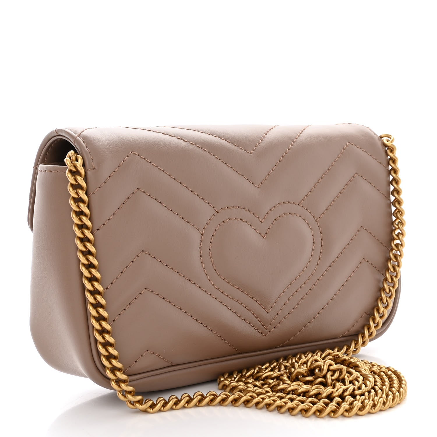 Gucci Calfskin Matelasse Super Mini GG Marmont Shoulder Bag Porcelain Rose 3 of 11