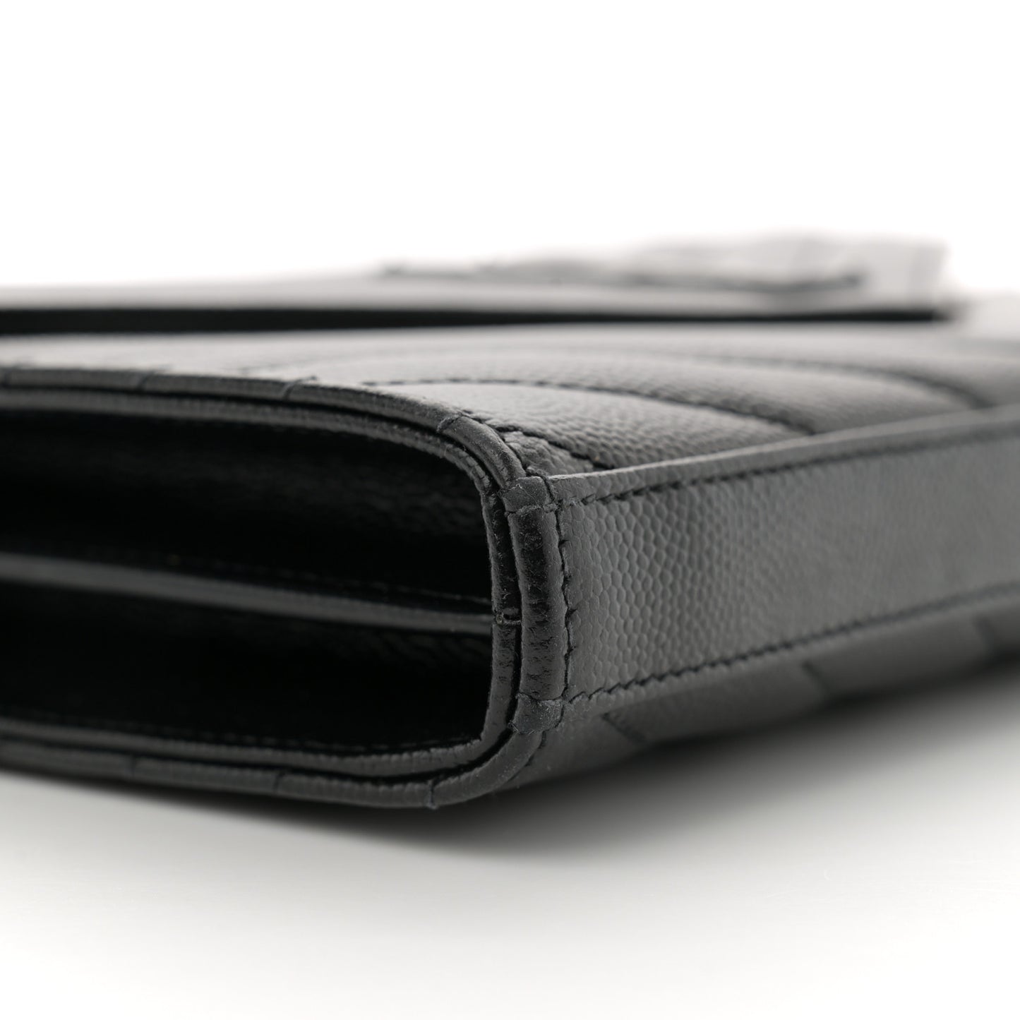 Grain De Poudre Matelasse Chevron Monogram Monochrome Chain Wallet Black