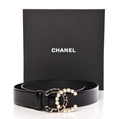 Chanel Calfskin Pearl CC Chain Belt 85 34 Black 9 of 9
