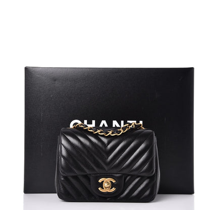 Chanel Lambskin Chevron Quilted Mini Square Flap Black 8 of 8