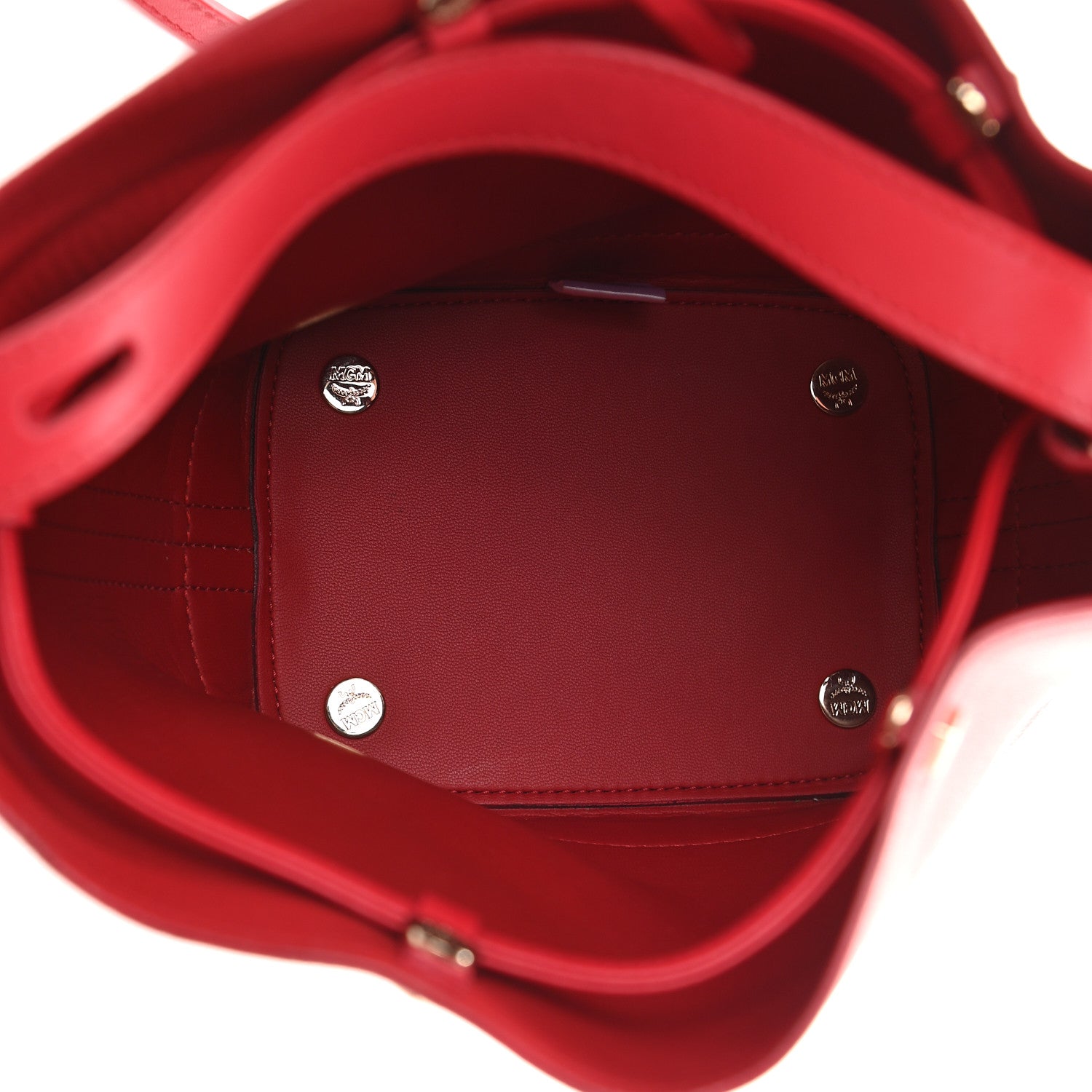 MCM Grained Calfskin Bucket Bag Red 5 of 9