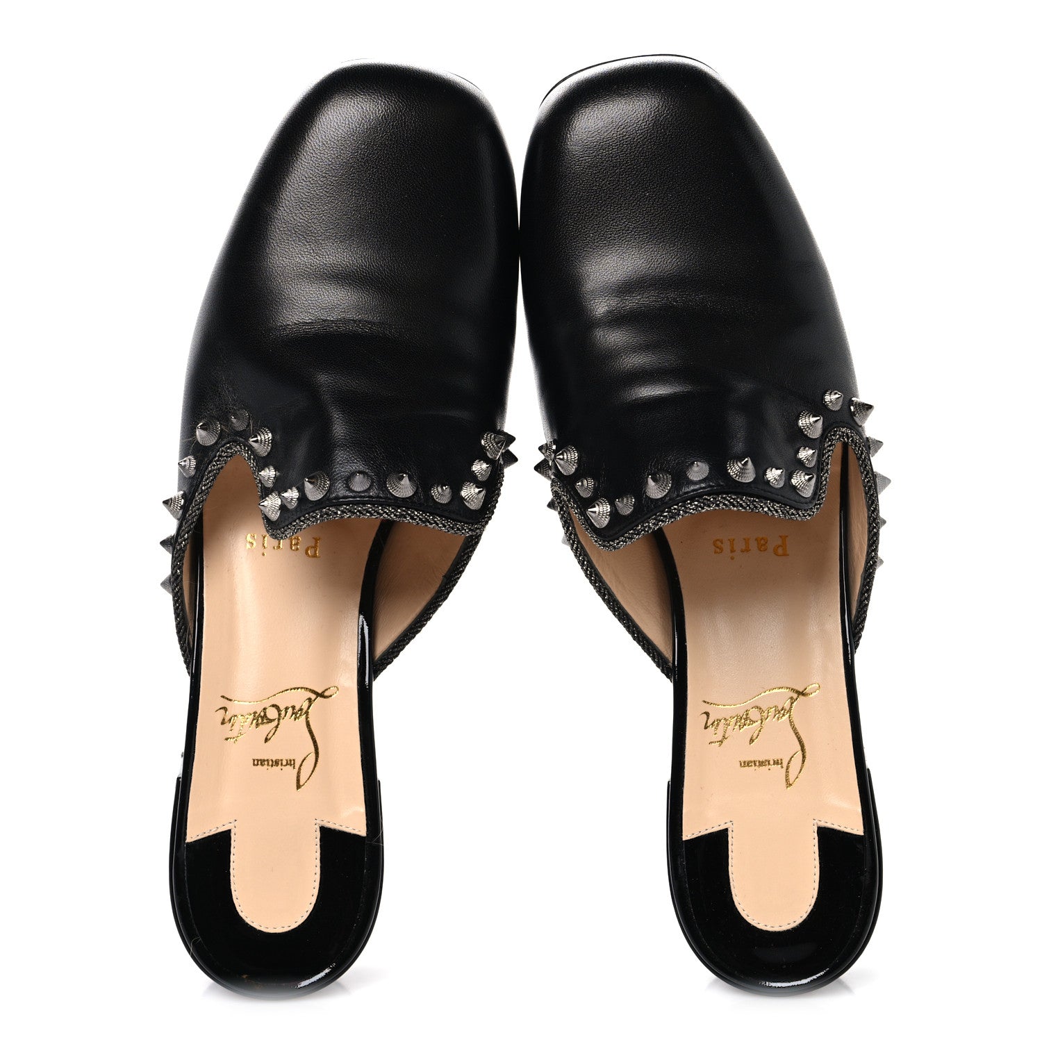 Christian Louboutin Patent Shiny Nappa Spikes Sun 35 Mules 38.5 Version Black 2 of 9
