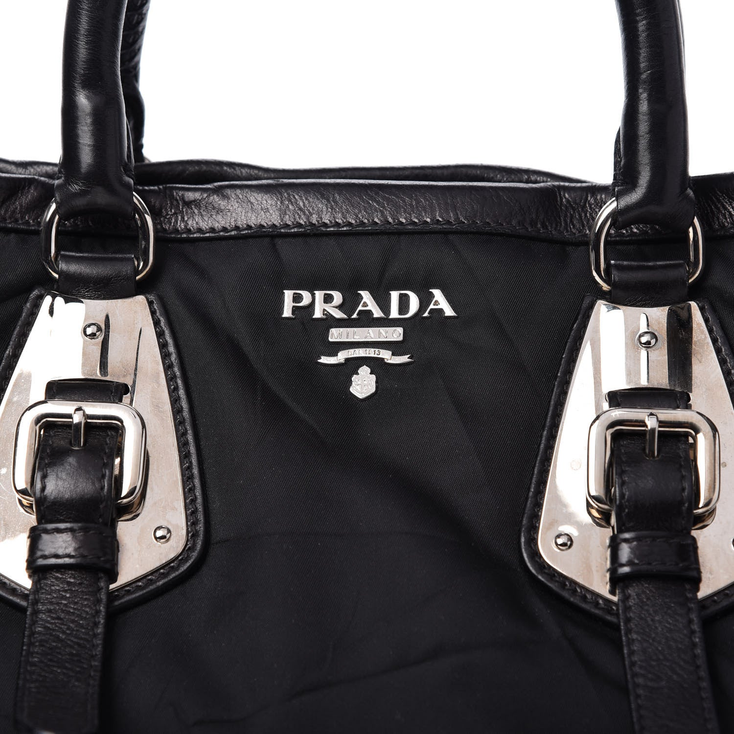 Prada Tessuto Nylon Soft Calfskin Tote Black 10 of 11