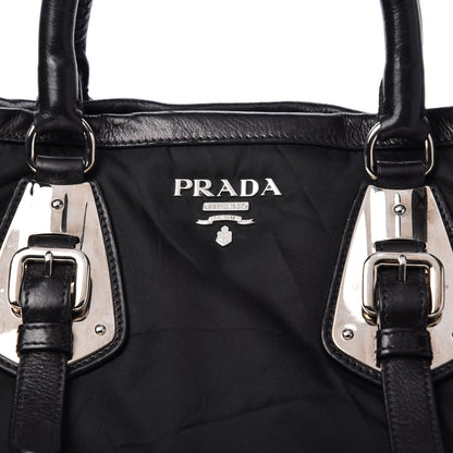 Prada Tessuto Nylon Soft Calfskin Tote Black 10 of 11