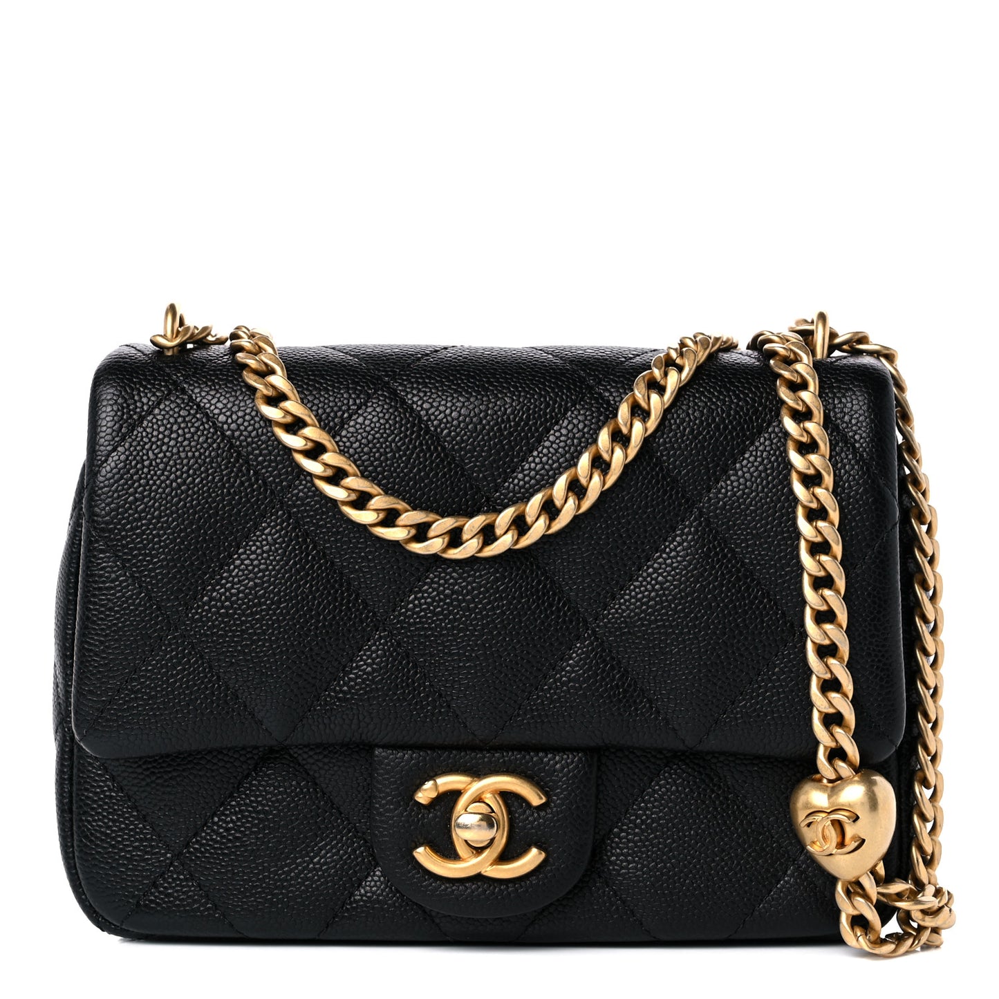 Caviar Quilted Mini Sweetheart Flap Black