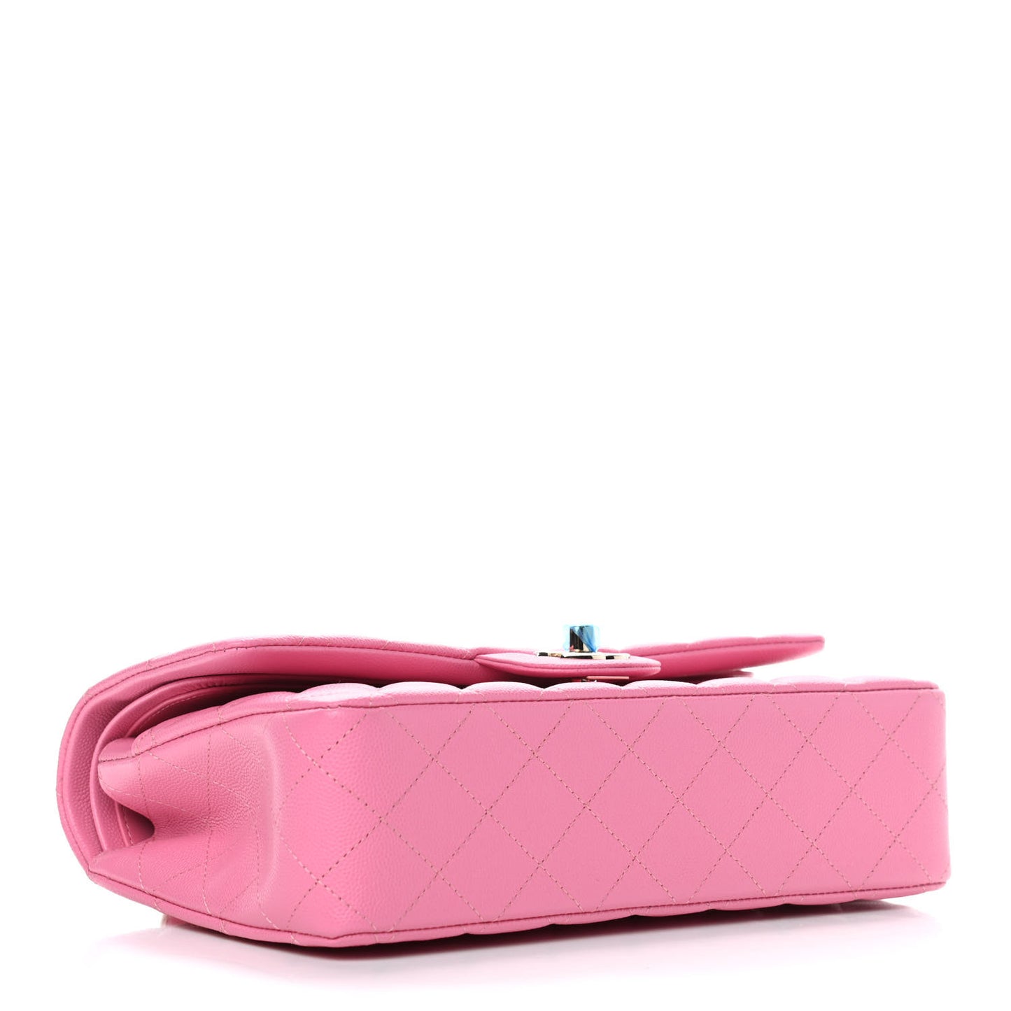 Caviar Quilted Medium Double Flap Pink