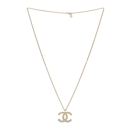 Chanel Pearl CC Pendant Necklace Light Gold 2 of 3