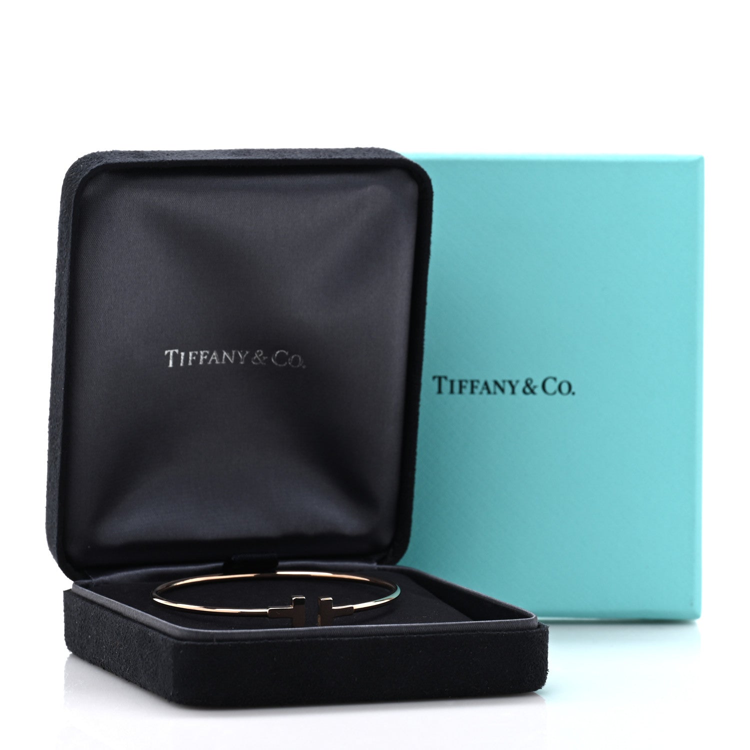Tiffany 18K Rose Gold Narrow T Wire Bracelet 4 of 4