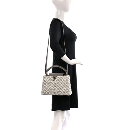 Louis Vuitton Calfskin Since 1854 Embroidered Capucines BB Ecru Taupe 2 of 13