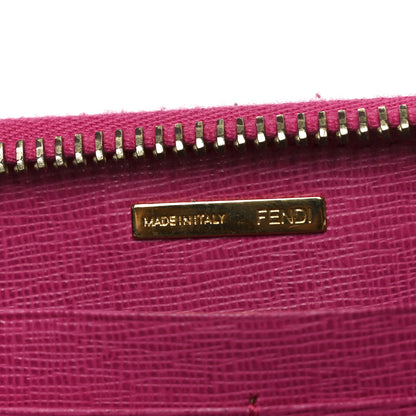 Fendi Zucca Spalmati Vitello Elite Zip Around Wallet Tobacco Ciclamino 6 of 7