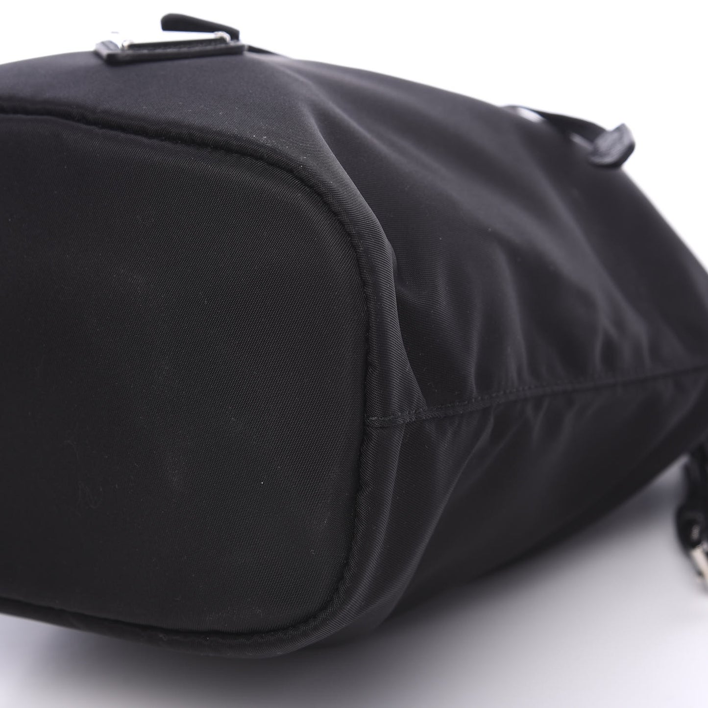 Saffiano Tessuto Nylon Vela Bucket Wristlet Black