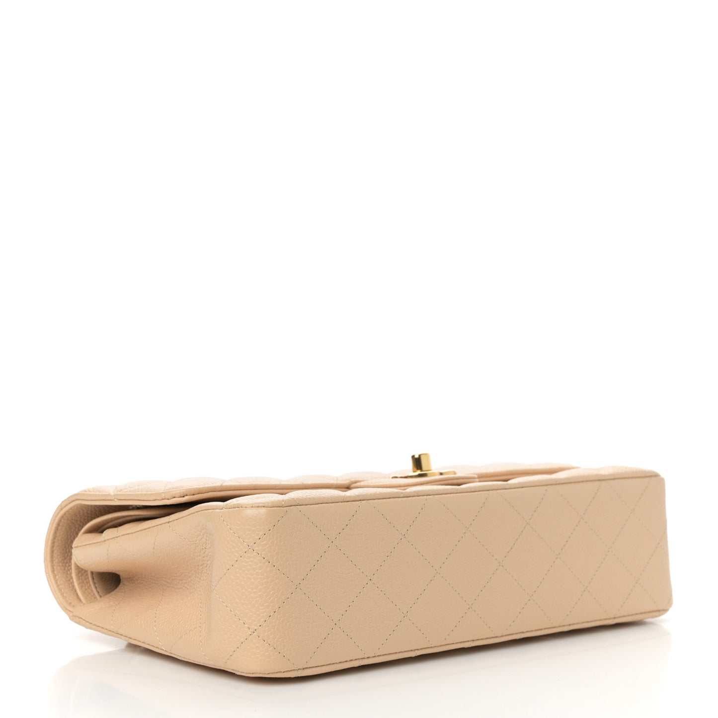 Caviar Quilted Medium Double Flap Beige