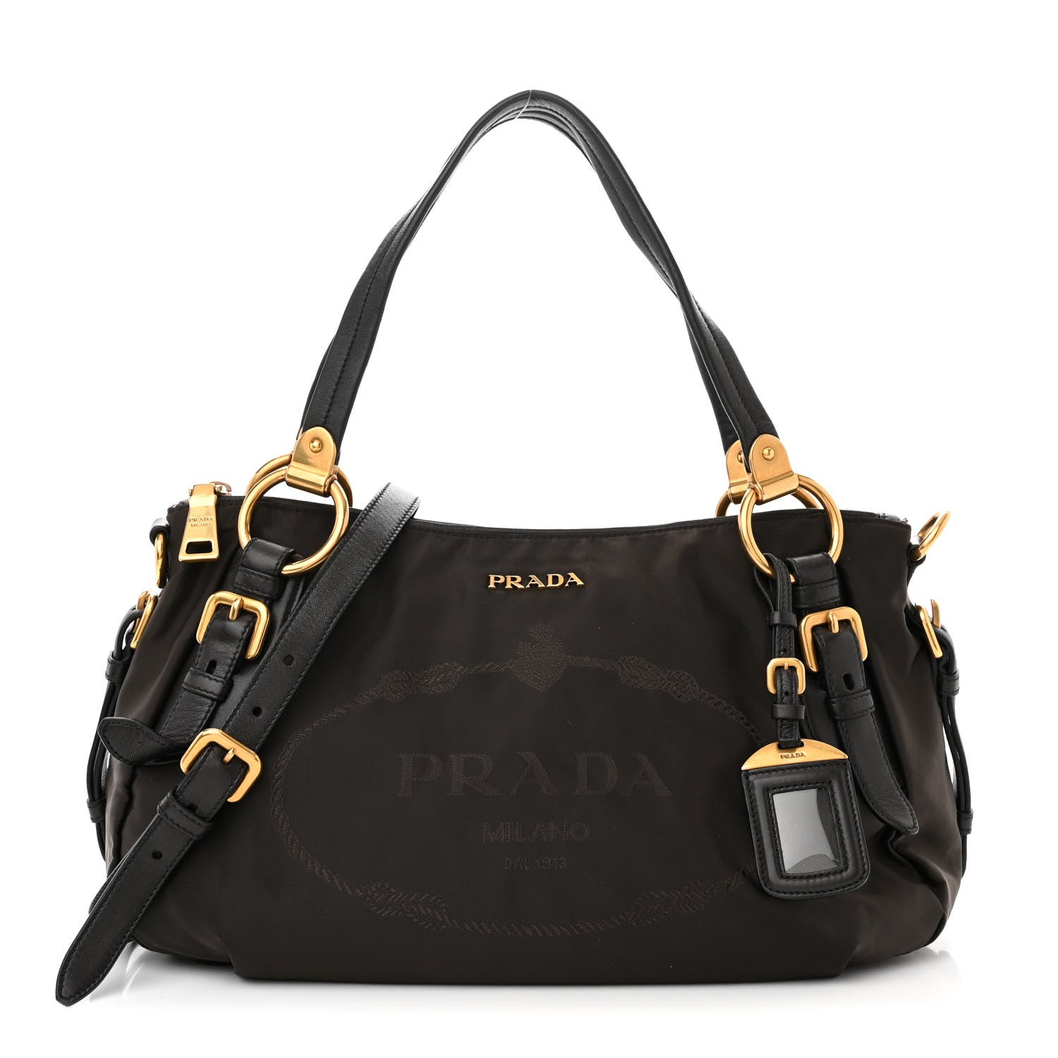Prada Tessuto Nylon Jacquard Logo Aviator Satchel 1 of 12