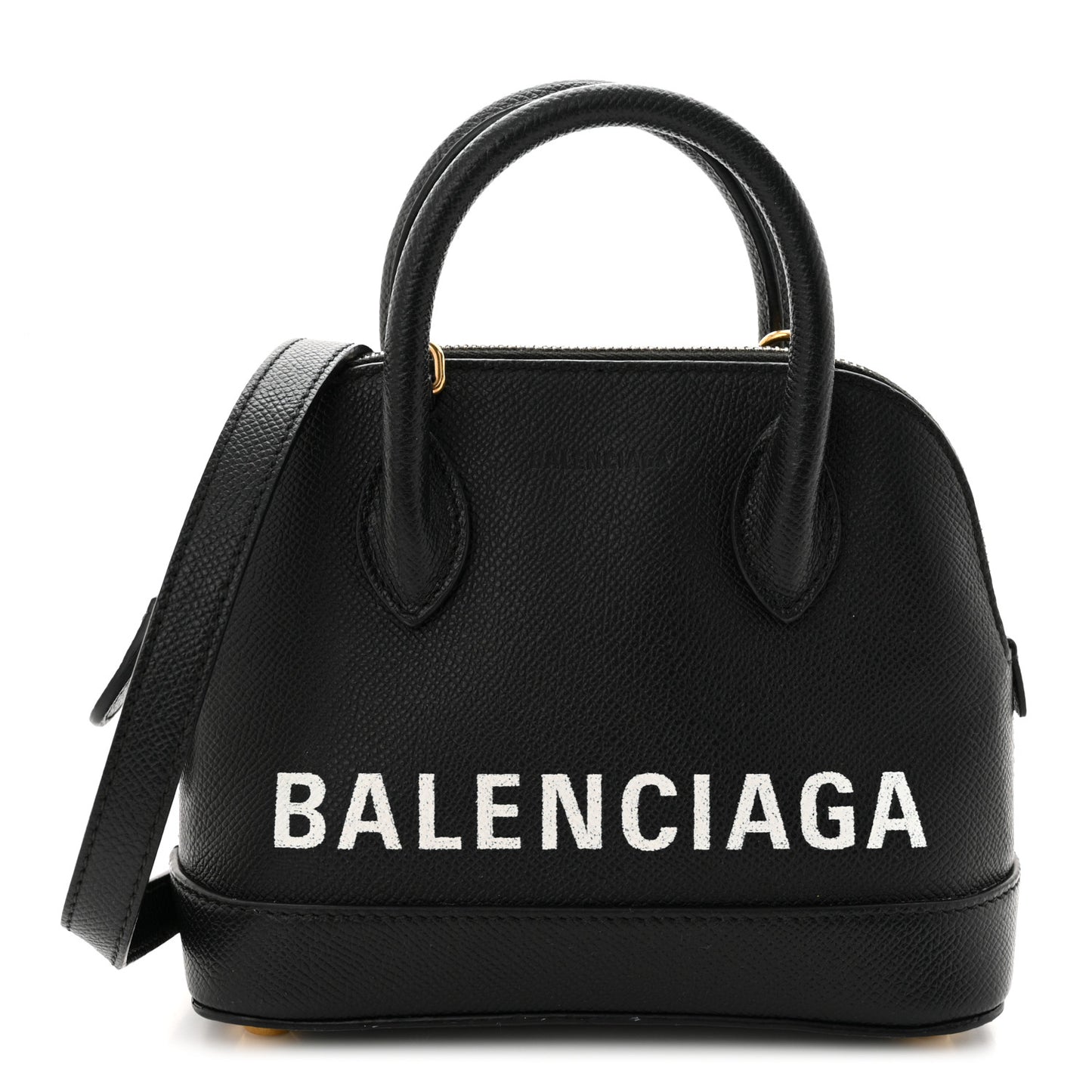 Signature Grained Calfskin XXS Ville Top Handle Bag Black White