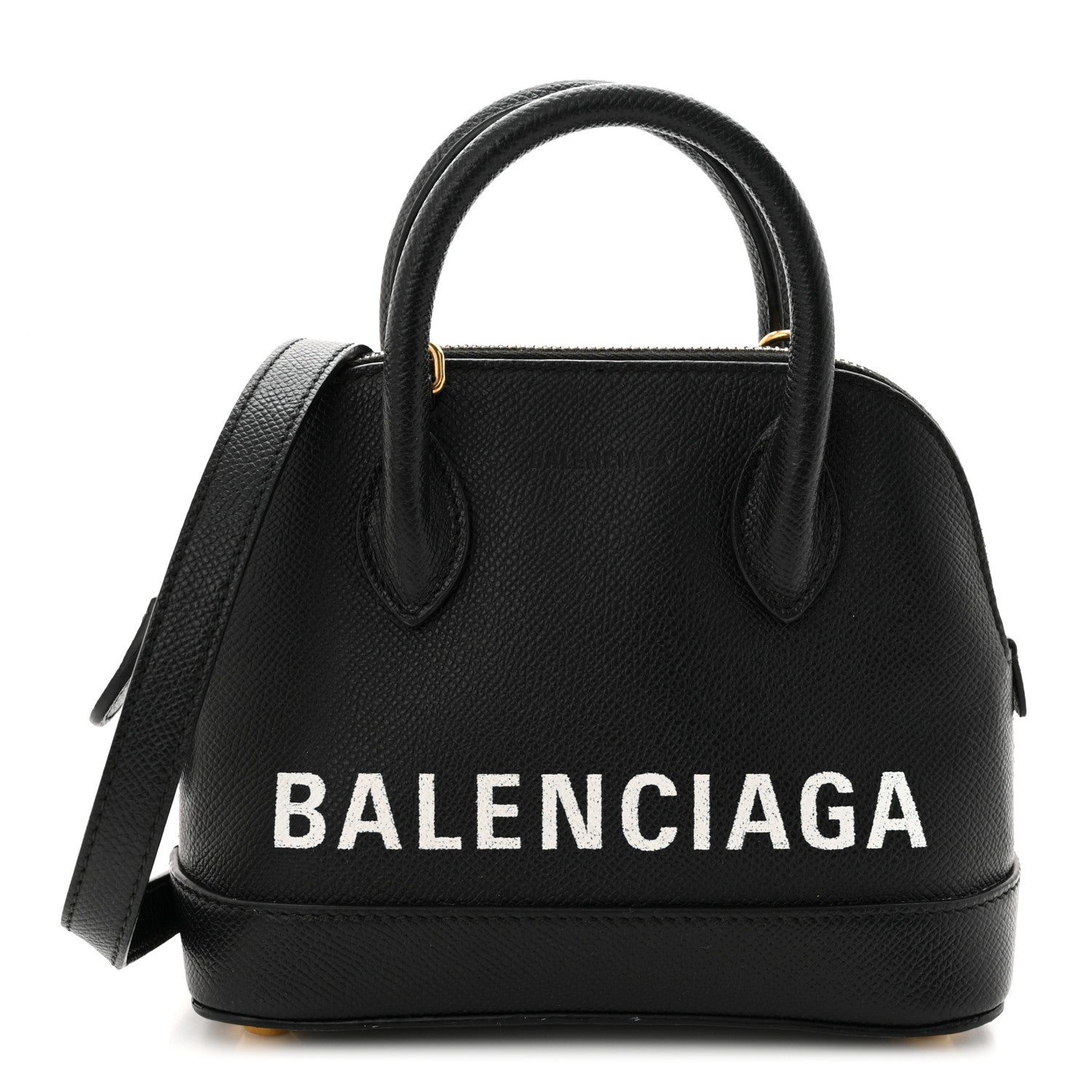 Balenciaga Signature Grained Calfskin XXS Ville Top Handle Bag Black White 1 of 12