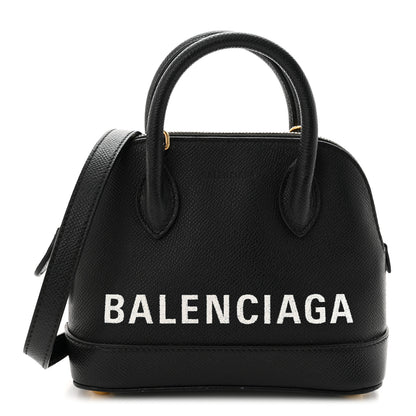 Balenciaga Signature Grained Calfskin XXS Ville Top Handle Bag Black White 1 of 12