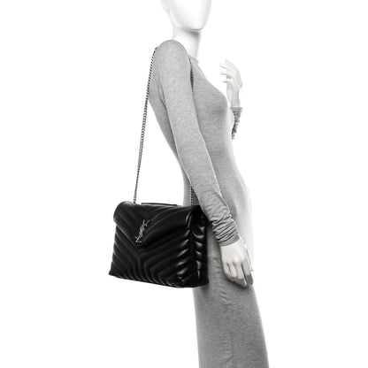 Saint Laurent Calfskin Y Quilted Monogram Medium Loulou Chain Satchel Black 2 of 11