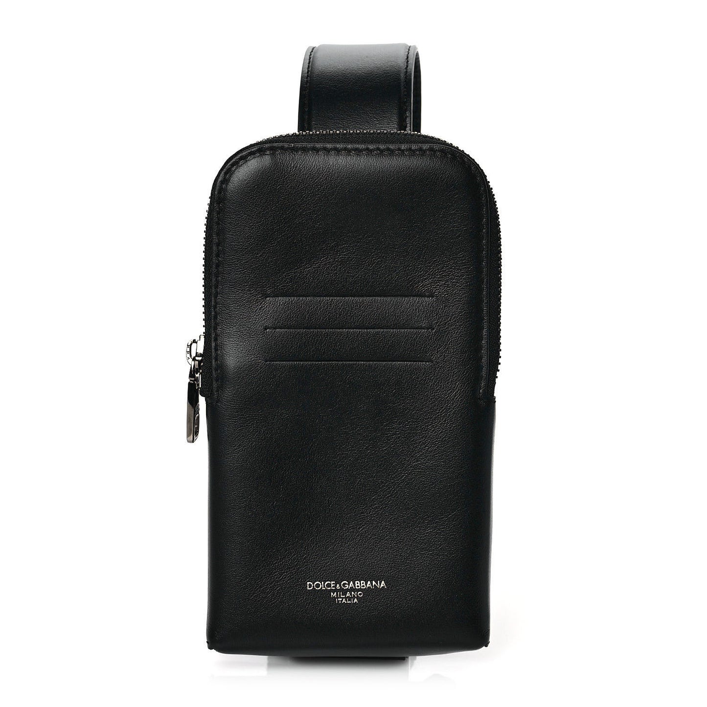 Calfskin Phone Crossbody Pouch Black
