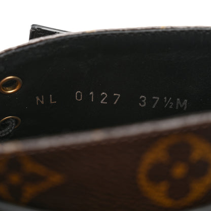Louis Vuitton Calfskin Monogram Wonderland Flat Ranger Boots 37.5 Black 7 of 8