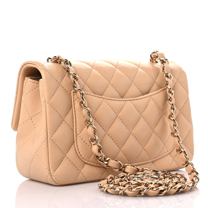 Chanel Lambskin Quilted Mini Rectangular Flap Beige 3 of 10