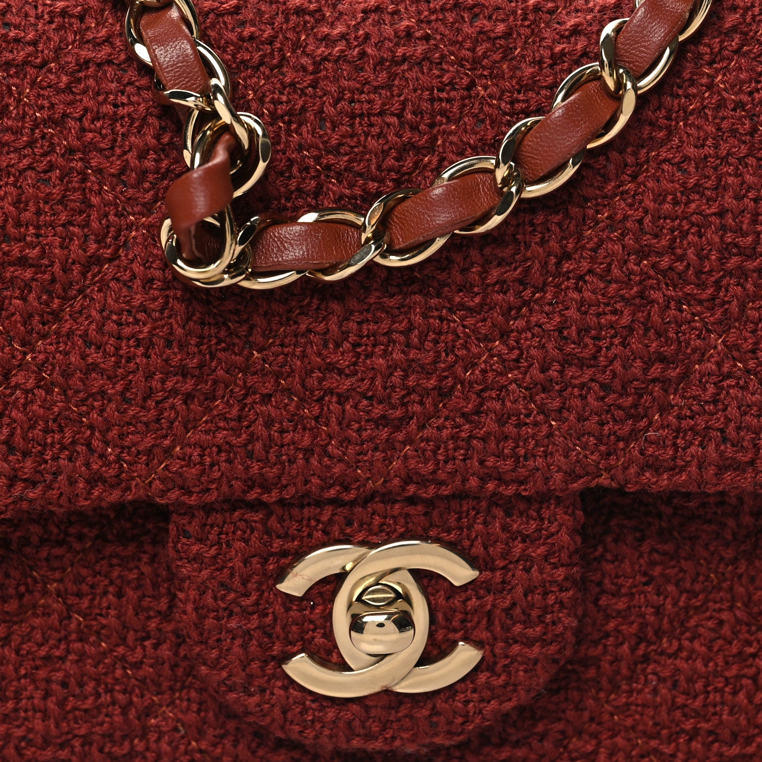 Chanel Wool Tweed Quilted Mini Rectangular Flap Brown 8 of 11