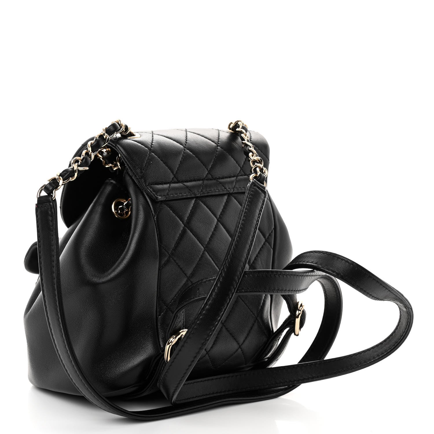 Chanel Lambskin Quilted Small Duma Drawstring Backpack Black 4 of 10
